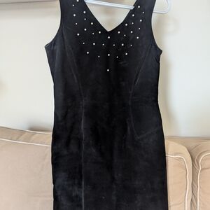 Bagatelle Black Mini Dress with Studded V-Neck